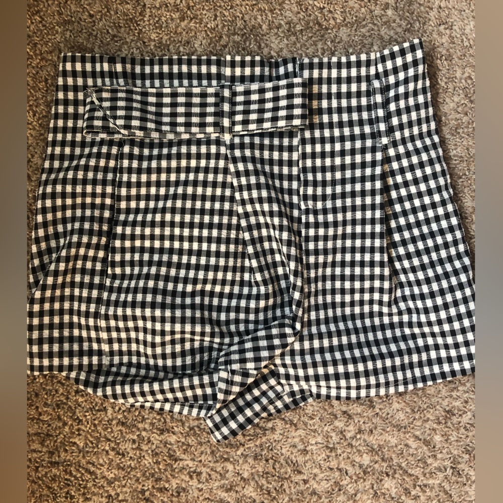 High waisted plaid shorts